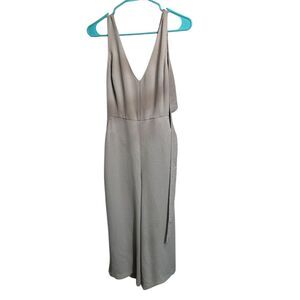 Wilfred Women's Sleeveless Jumpsuit Size 8 Gray V-Neck Waist Tie Casual